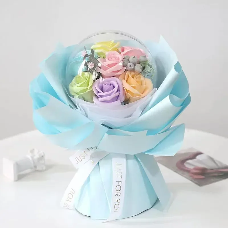 

Acrylic Bobo Ball with Artificial Rose Soap Flowers Bouquet for Mother's Valentine's Day Girlfriend Birthday Romantic Gift