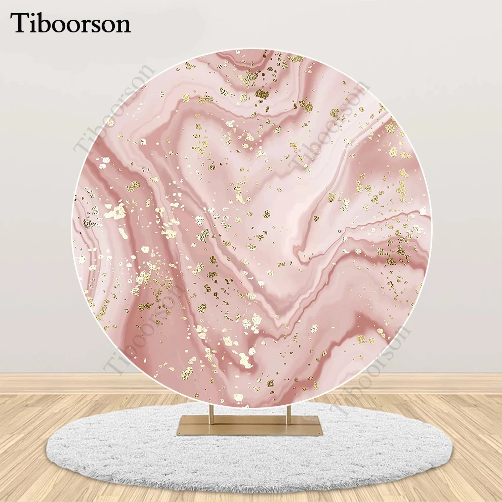 

Birthday Decoration Marble Round Backdrop Cover Pink Gold Glitter Bokeh Wedding Party Circle Photography Background Customized