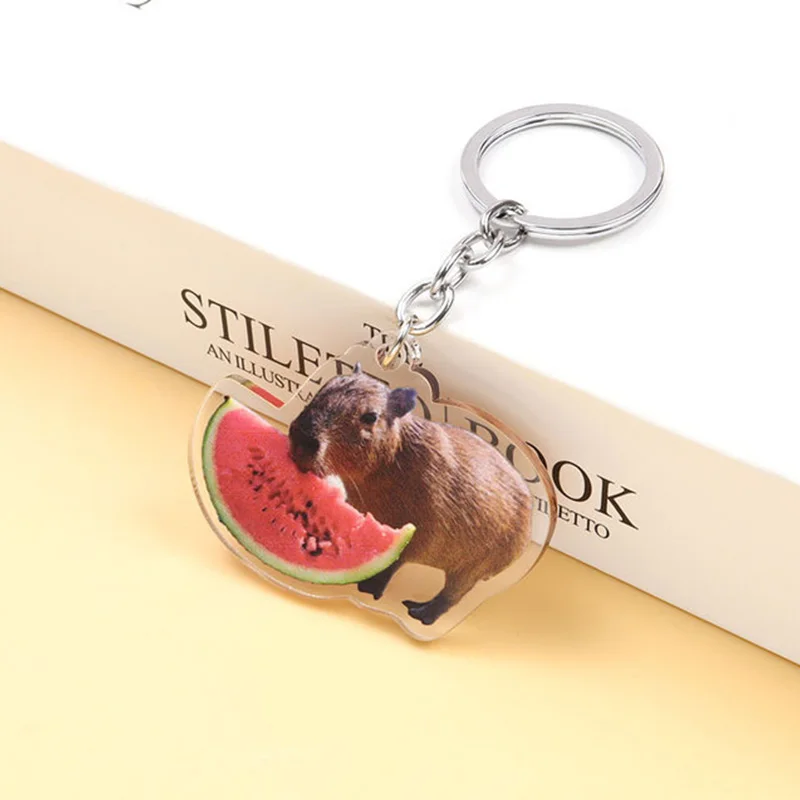 

Creative Cute Capybara Acrylic Keychain KeyRing Cartoon Animal Capybaras Popular for Bag Pendant Aaccessories Gift