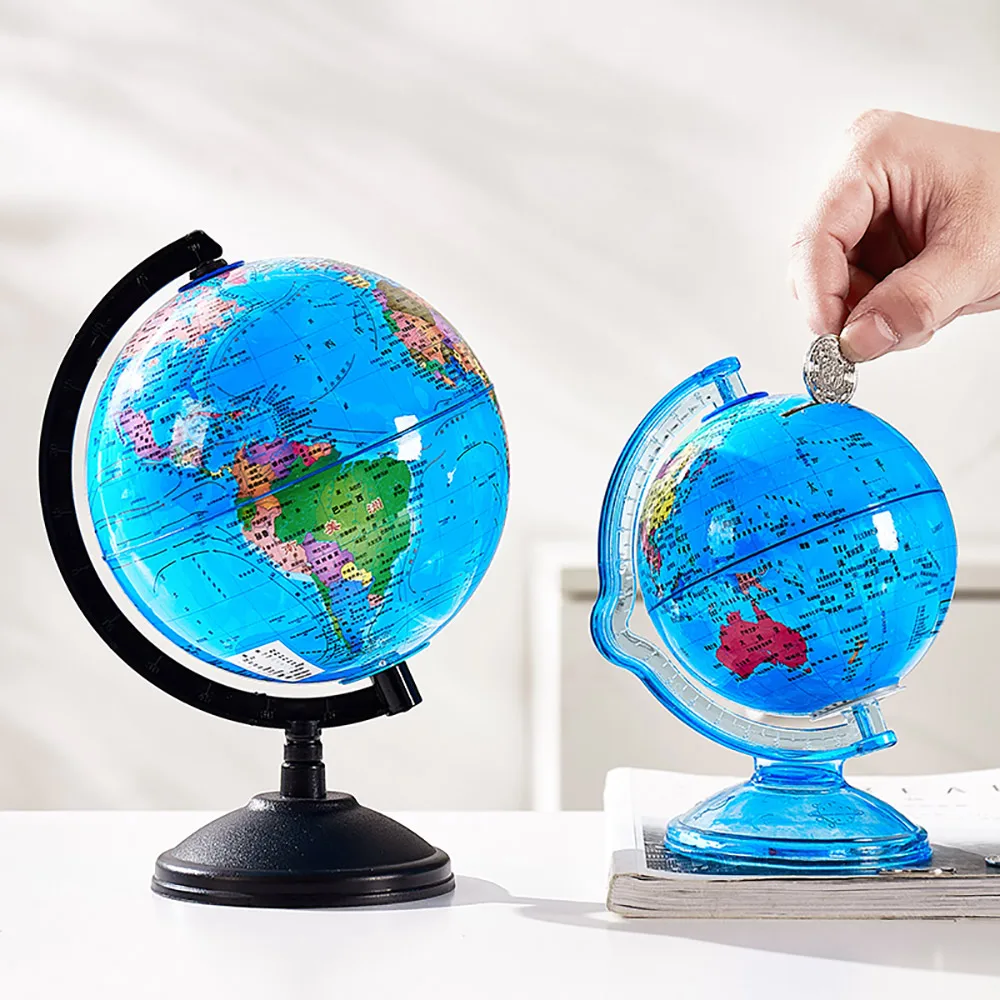 

Creative Globe Money Box Fun Piggy Bank Children's Savings Box for Coins Gift Lving Room Decoration World Map Money Storage Safe