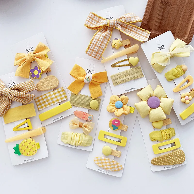 

Yellow Series Cute Bowknot Princess Hairpins Children Girls Kids BB Hair Clips Barrettes Accessories Hairclip Headwear Headdress