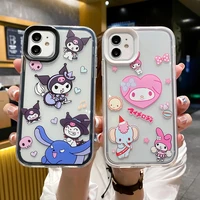 hello kitty kuromi my melody phone case for iphone 11 12 13 pro max x xs xr 7 8 plus shockproof transparent protector cover