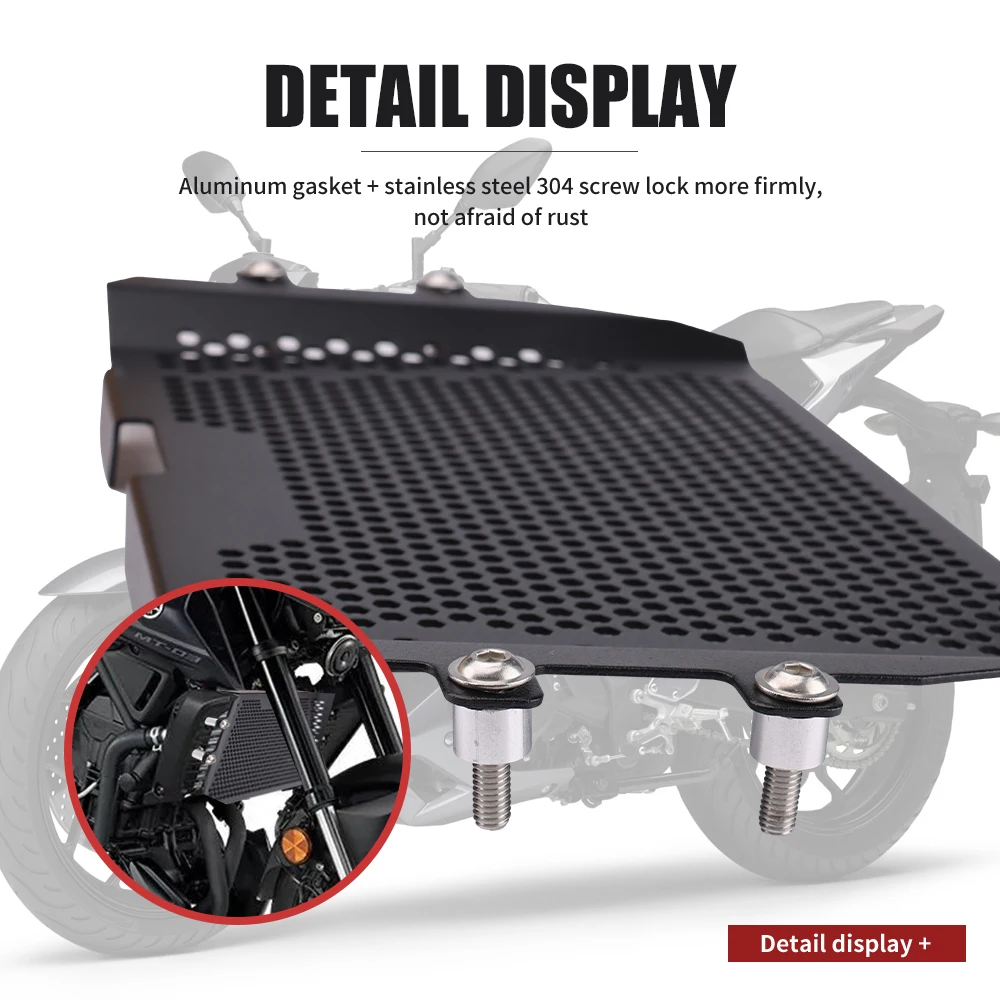 Фото Решетка радиатора для мотоцикла YAMAHA FZ03 MT-25 2015-2020 MT03 2015-2021, Черная защитная крышка охлаждения двигателя №5