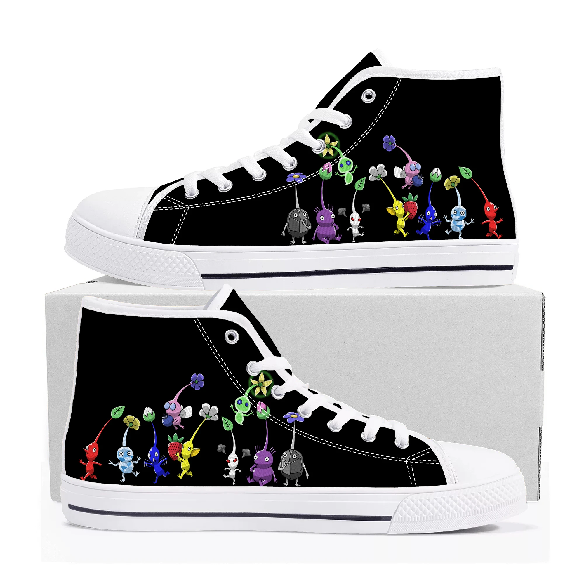 

Pikmin High Top Sneakers Hot Cartoon Game Mens Womens Teenager High Quality Fashion Canvas Shoes Casual Tailor Made Sneaker