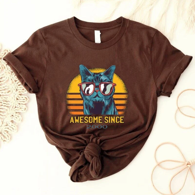 Потрясающая рубашка с 2000 года подарок на 19-й день рождения футболка кошкой для