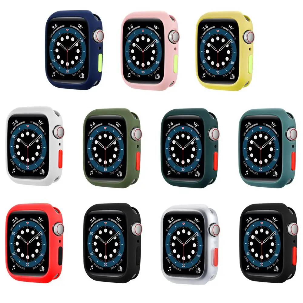 Bumper Case for Apple Watch 7 6 SE 5 4 3 2 41MM 38MM 40MM Soft Silicone Shockproof Protection Shell iWatch 42MM 44MM 45MM Rubber