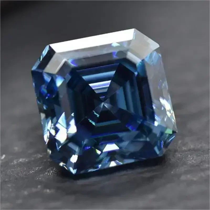 Муассанит камень Asscher сапфировый синий с сертификатом GRA тестер бриллиантов для