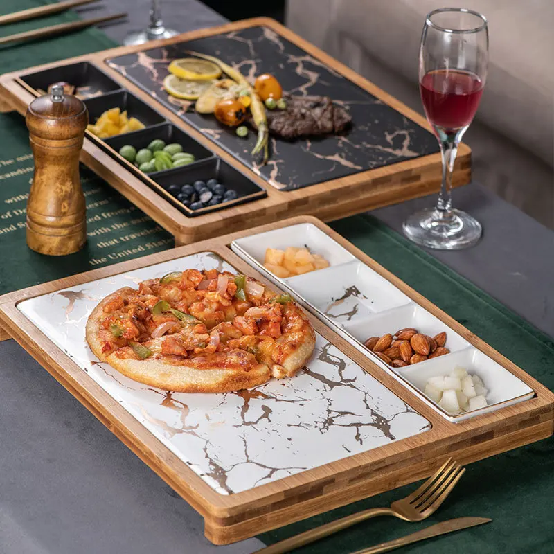 

Блюдо для пиццы в скандинавском стиле, квадратная керамическая тарелка с золотым рисунком, для закусок в западном стиле с сетчатым стейком