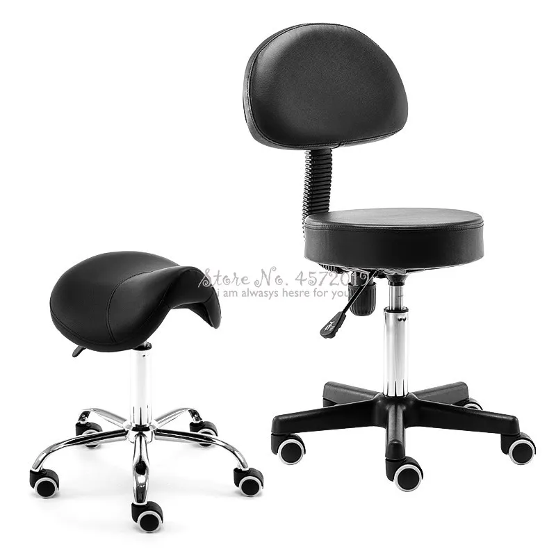 Saddle Stool Leather Upholstery Portable Pedicure Salan Spa Tattoo Facial Beauty Massage Swivel Chair
