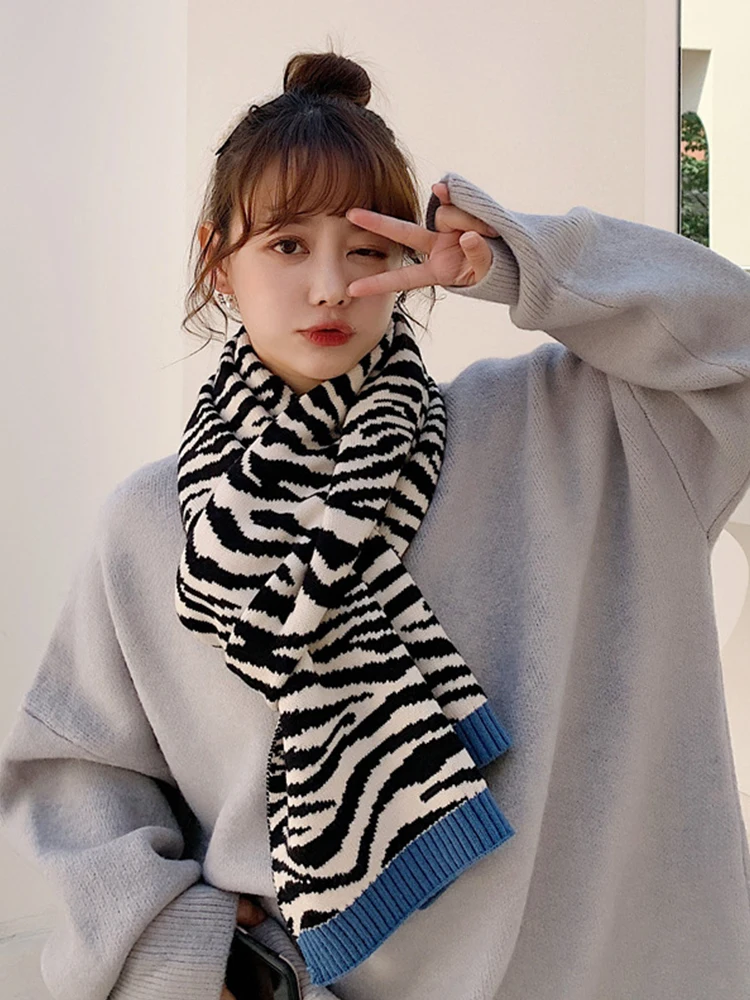 Женский шарф из искусственного кашемира осенне-зимний женский в полоску платок
