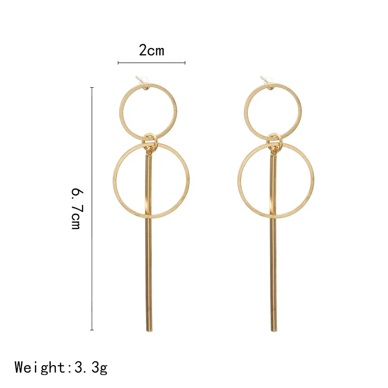 Delysia King   Simple geometric hollow circle long alloy earrings ear jewelry