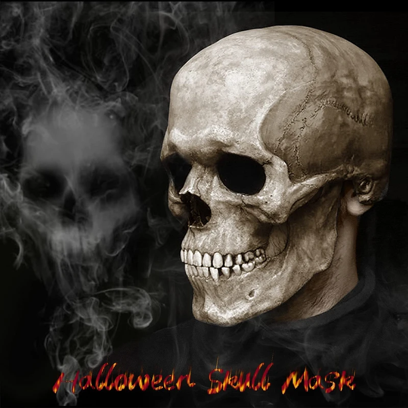 

Страшная маска с черепом на всю голову для Хэллоуина с движущимися челюстями, страшный латексный шлем и подвижный рот для косплея, реквизит ...