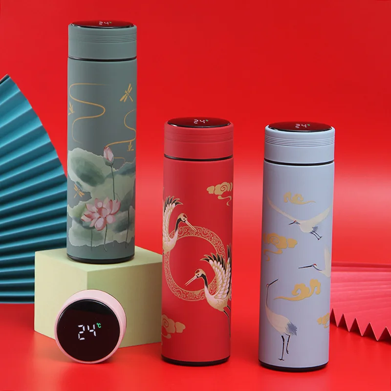 Water Bottle Chinese Style Temperature Display Digital Thermal Cup For Coffee Tea