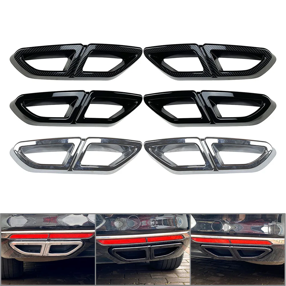 2Pcs Car ABS Rear Exhaust Muffler Tail Pipe Cover Trim Decorative For VW Passat Variant B8 2017-2018
