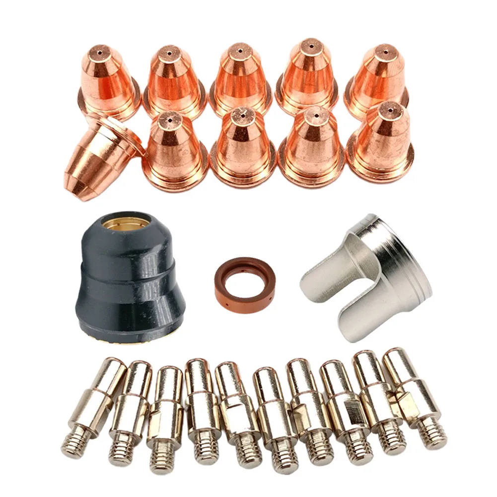 

Plasma Cutter Tips Nozzle Tip Electrode Kit 23PK Kit Fit 20 P 251 20P Plasma Cutting Torch Consumabes Spacer Nozzle Tip