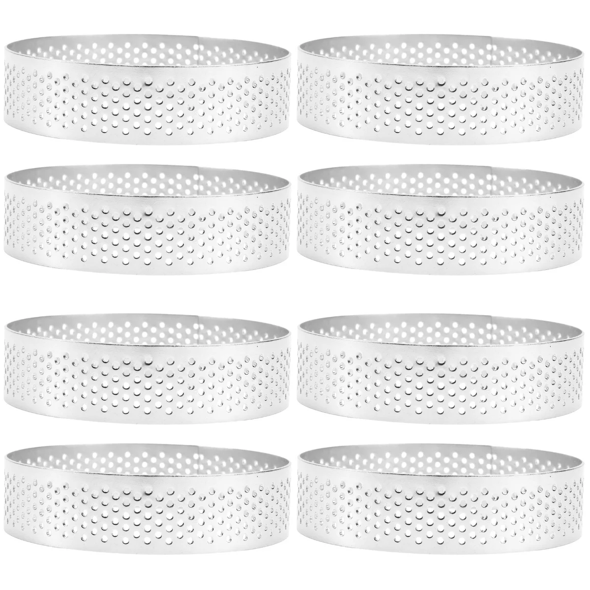 

8 Ring Stainless Cake Ring Fruit Tarts Molds Non-stick Tool for Home