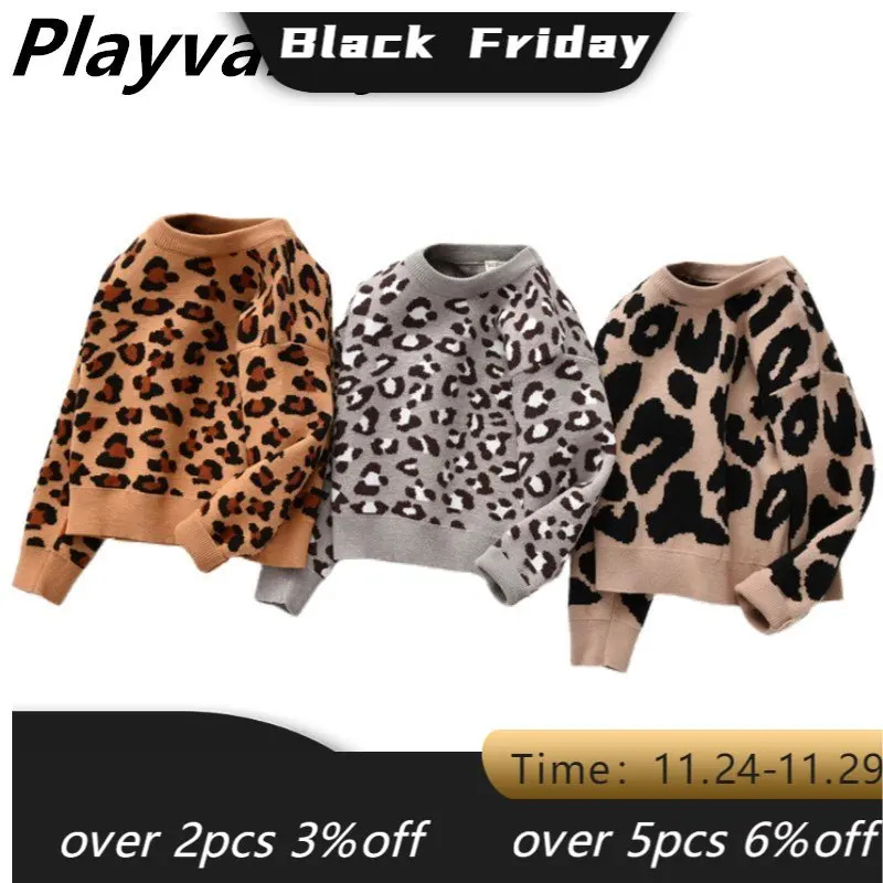

Baby Sweater Leopard Knitted Pullover Casual Long Sleeve Kids Sweaters Toddler Winter Baby Girl Boy Clothes ML001