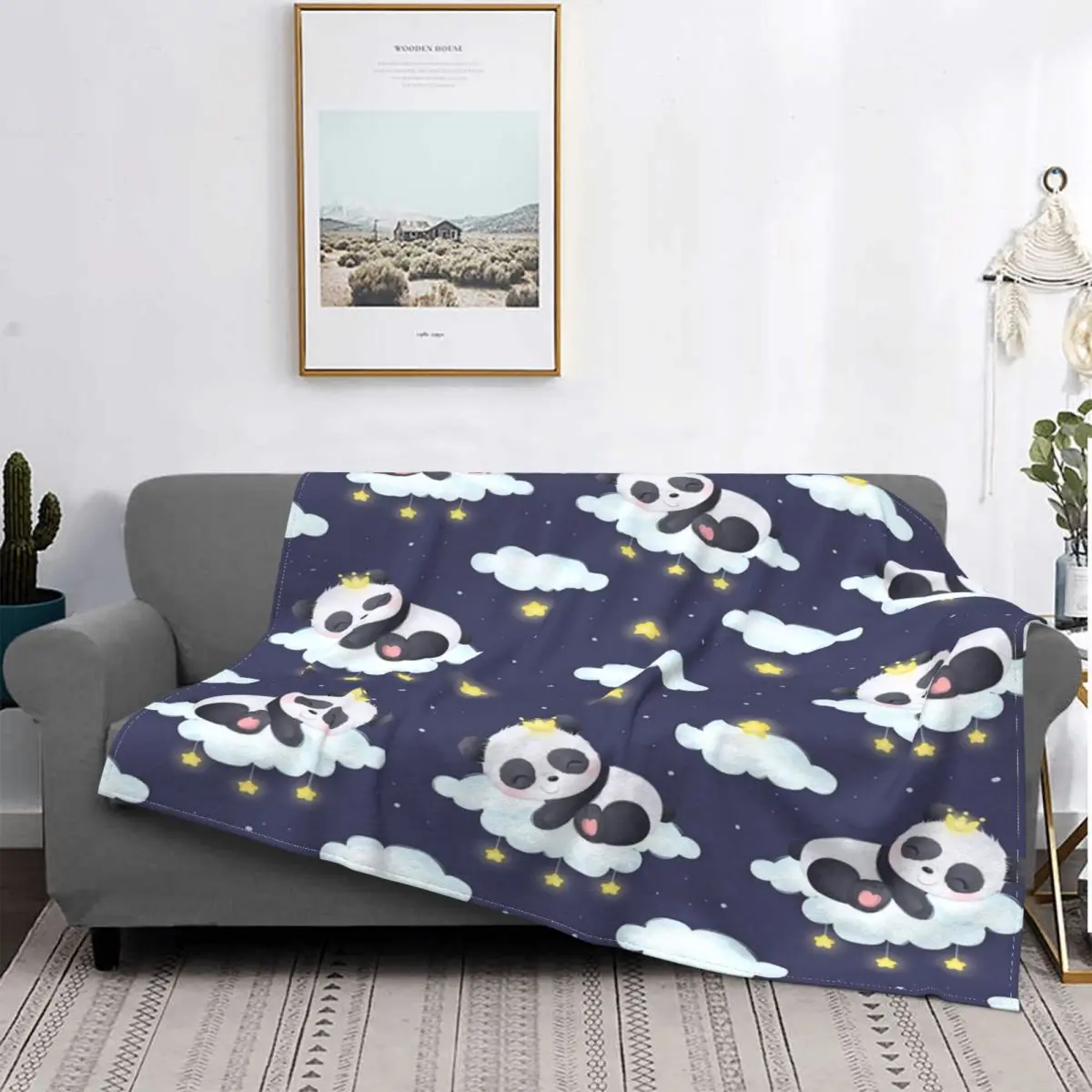 

Manta de Panda para dormir, colcha para cama a cuadros, Picnic, a cuadros, con capucha