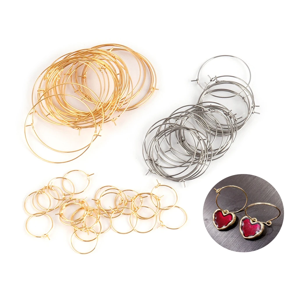 

20Pcs/lot 316L Stainless Steel Big Circle Ear Wire Hoops Earring Making Materials DIY Earrings Base Earwires Jewelry Findings