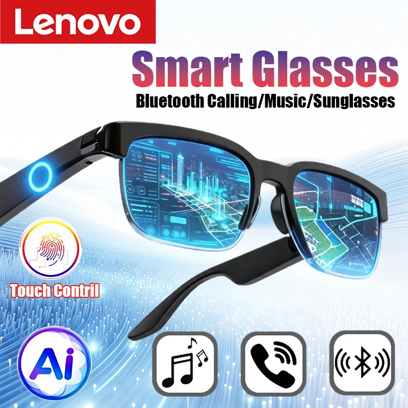Фото Умные очки Lenovo 2026: Новинка с ИИ-переводом, Bluetooth, записью разговоров, прослушиванием музыки. Смарт-очки для мужчин и женщин. №1