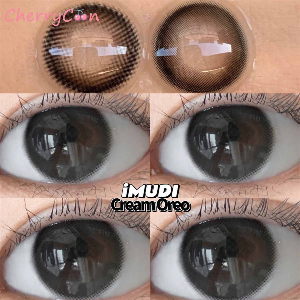 

CherryCon Oreo black Contact Lenses big beauty pupil yearly Colored Soft for Eyes Contact Lens Myopia Prescription degrees