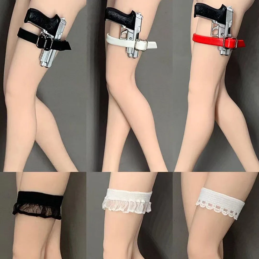 

In Stock 1/6 Scale Female Soldier Accessories Sexy Elastic Lace Imitation Leather Leggings Pistols Hang For 12" Action Figure