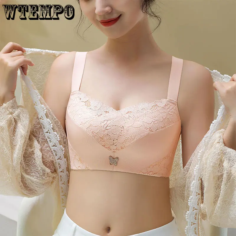 

Women's Full Cup Bra Gathered Side Breast Prevent Sagging Thin Adjustable Push Up Underwear Dropshipping Wholesale Wire Free