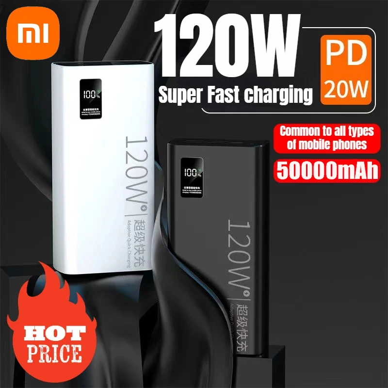 Xiaomi 50000 мАч Power Bank Новый 120 Вт сверхбыстрая зарядка 100% емкость портативное