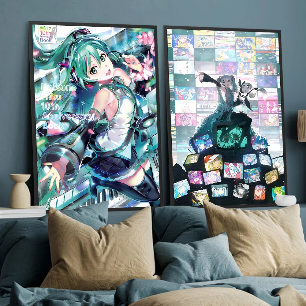Амин H-HATSUNE-Girl M-MIKU фильм липкие постеры ретро наклейка из крафт-бумаги DIY комната