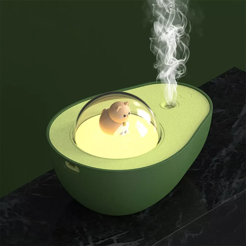 

Avocado Ultrasonic Mini Air Humidifier Cartoon Mist Maker for Home Car Decoration Essential Oil Diffuser Water Fogger Night Lamp