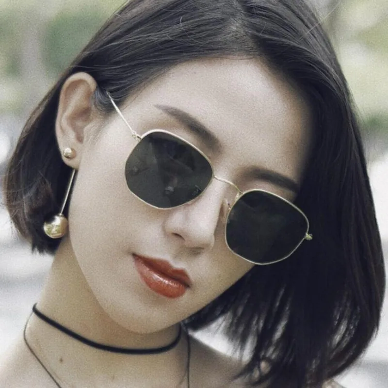 

2022 Polygonal Women Sunglasses Men Glasses Lady Luxury Retro Metal Sun Glasses Vintage Mirror UV400 oculos de sol