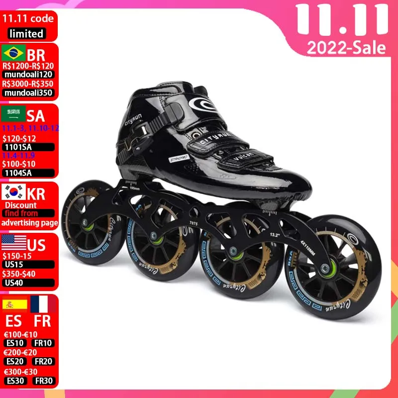 

JK Carbon Fiber Cityrun Professional Speed Inline Roller Skates for Kids Adult Patines 4 Wheels Racing Roller Skating Shoes