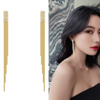 korean fashion crystal long tassel drop earring for women trendy elegant temperament vintage retro western style earring jewelry