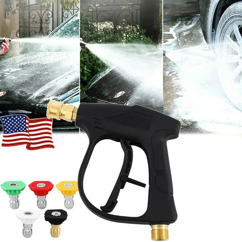 

High Pressure Washer Gun Car Wash Foam Spray Short Wand /Nozzle Tips 3000 PSI