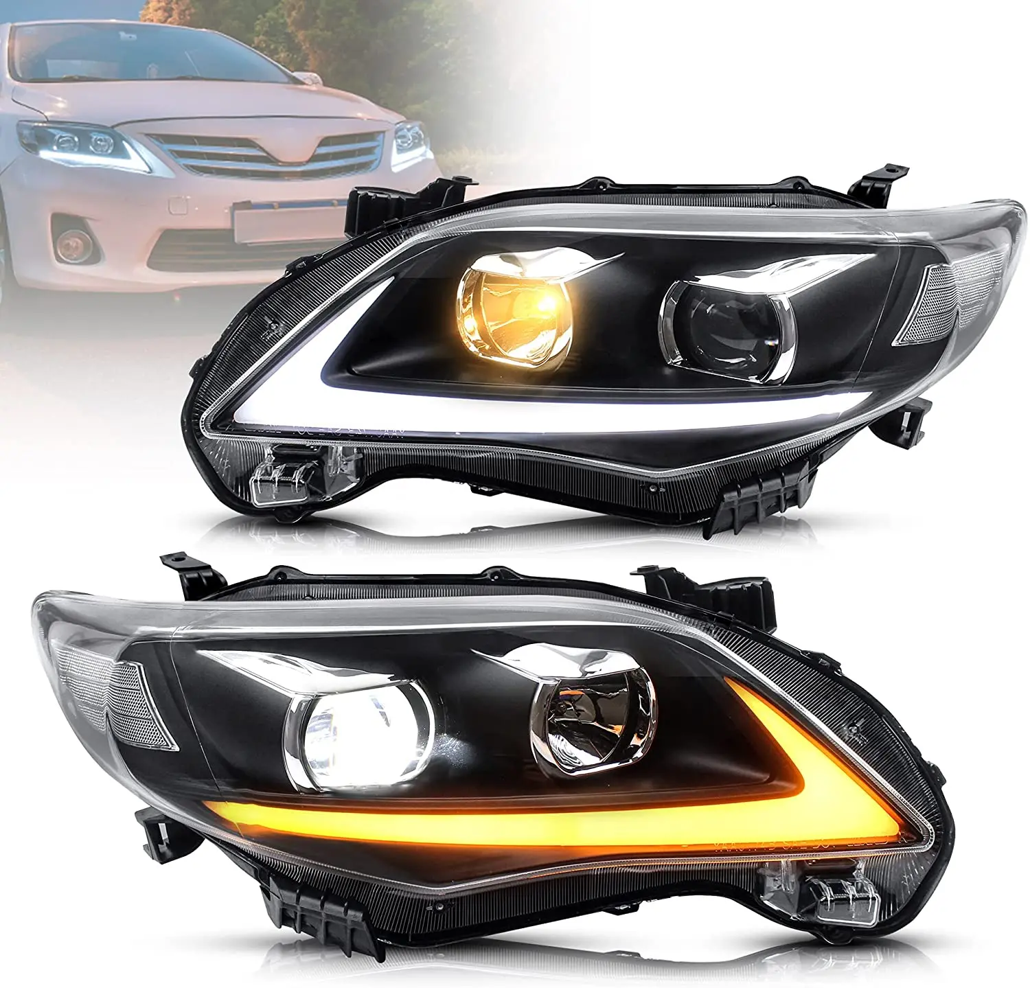 Headlamp Assembly for Toyota COROLLA 2011 2012 2013 Headlight Full LED with DRL Turn Signal Light Car Accessories