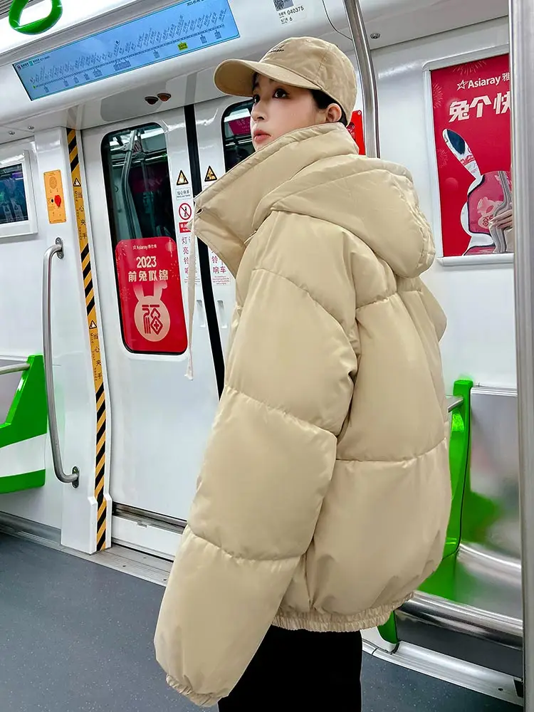 Vielleicht Short Parkas Women Thicken Daily Students Casual Winter Hooded All-match Korean Style Solid Hooded Bread Coat Outwear