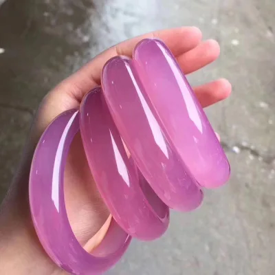 

Natural Agate Chalcedony 54mm-64mm Light Purple Bracelet Elegant Princess Jewelry Best Gift for Girlfriend to Mother