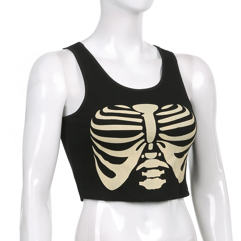 Gaono Y2K Готический Печатный Топ Harajuku винтажный милый Повседневный Camisole женская