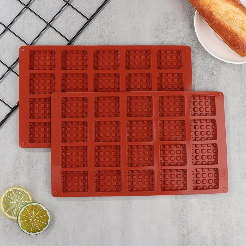 

1Pc 20-Cavity Waffle Silicone Candy Mold DIY Rectangle Chocolate Making Tool Mold Creative Waffle Baking Mold Accessories
