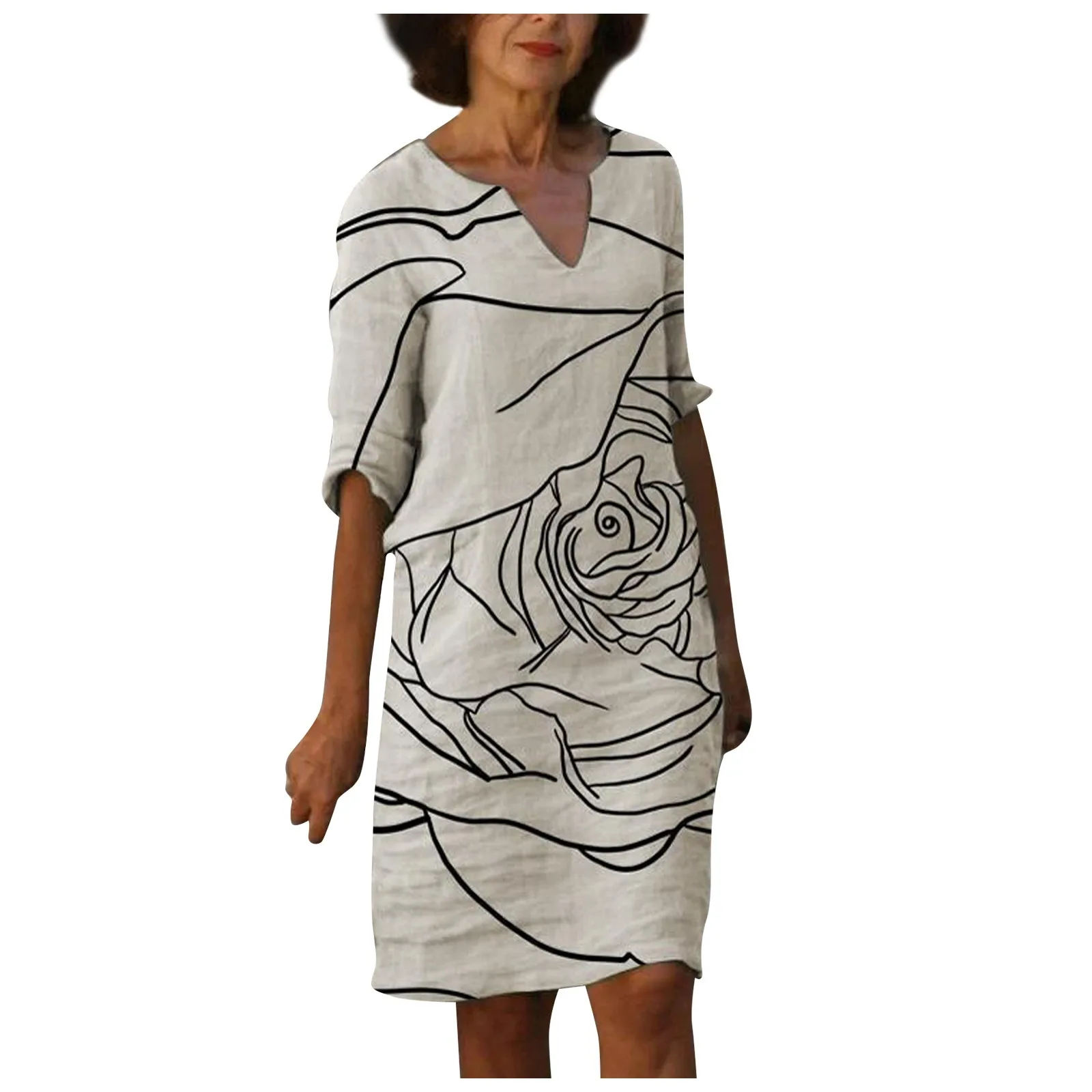 

Dresses For Women Floral Print Women's Tunic Dresses Women Fashion Womens Retro Printing Short Sleeve Comfy Casual DressS15