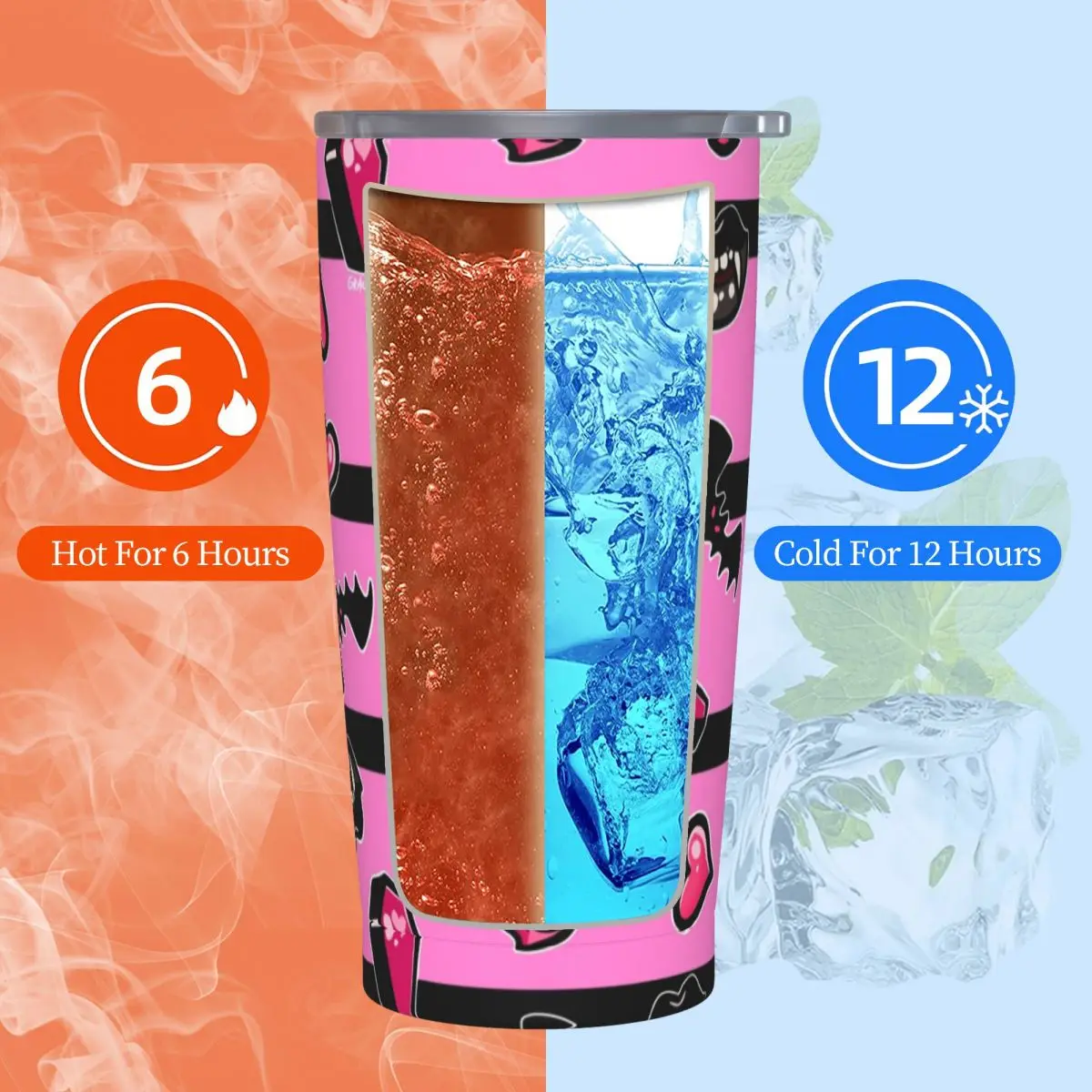 Изолированный вампир стакан с соломинкой и крышкой Термокружка Из Нержавеющей