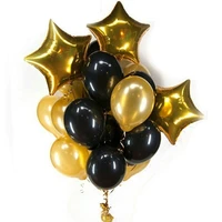 black gold birthday balloons party decoration kit with star foil latex globos for birthday wedding party festival business event