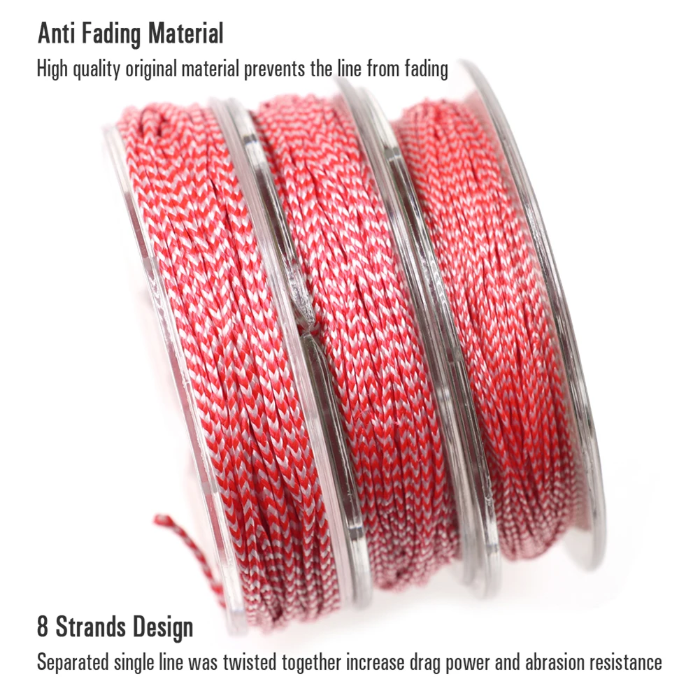 10M Восьмижильная плетеная леска с помощью крючка для рыбной ловли, троллинг, приманка для джиггинга на морской воде.