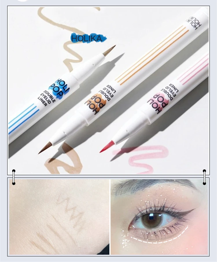 Фото Жидкая подводка для глаз Holika Aegyo-sal, подводка для глаз с двойными веками коричневого цвета, косметика для женского макияжа №3