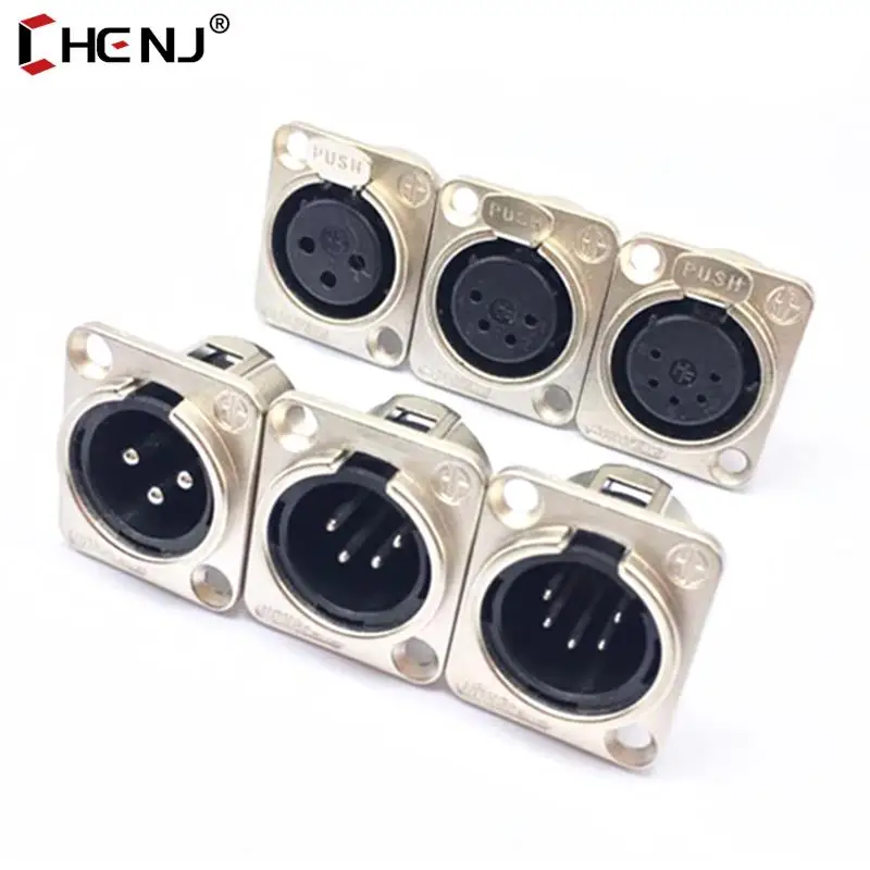 

1PC 3pin/ 4pin/ 5pin Metal Caron Male/Female Audio Jack Plug Connector Black Silver Speaker Microphone Socket Cannon Holder