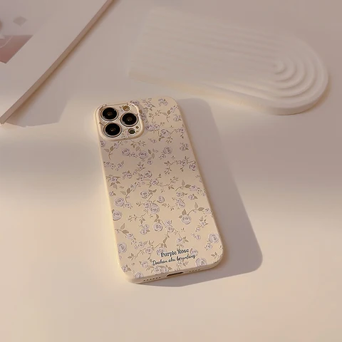Чехол для телефона в стиле ретро для iPhone 15 14 13 12 11 Pro Max, модный простой мягкий чехол с цветочным принтом, противоударный чехол-бампер