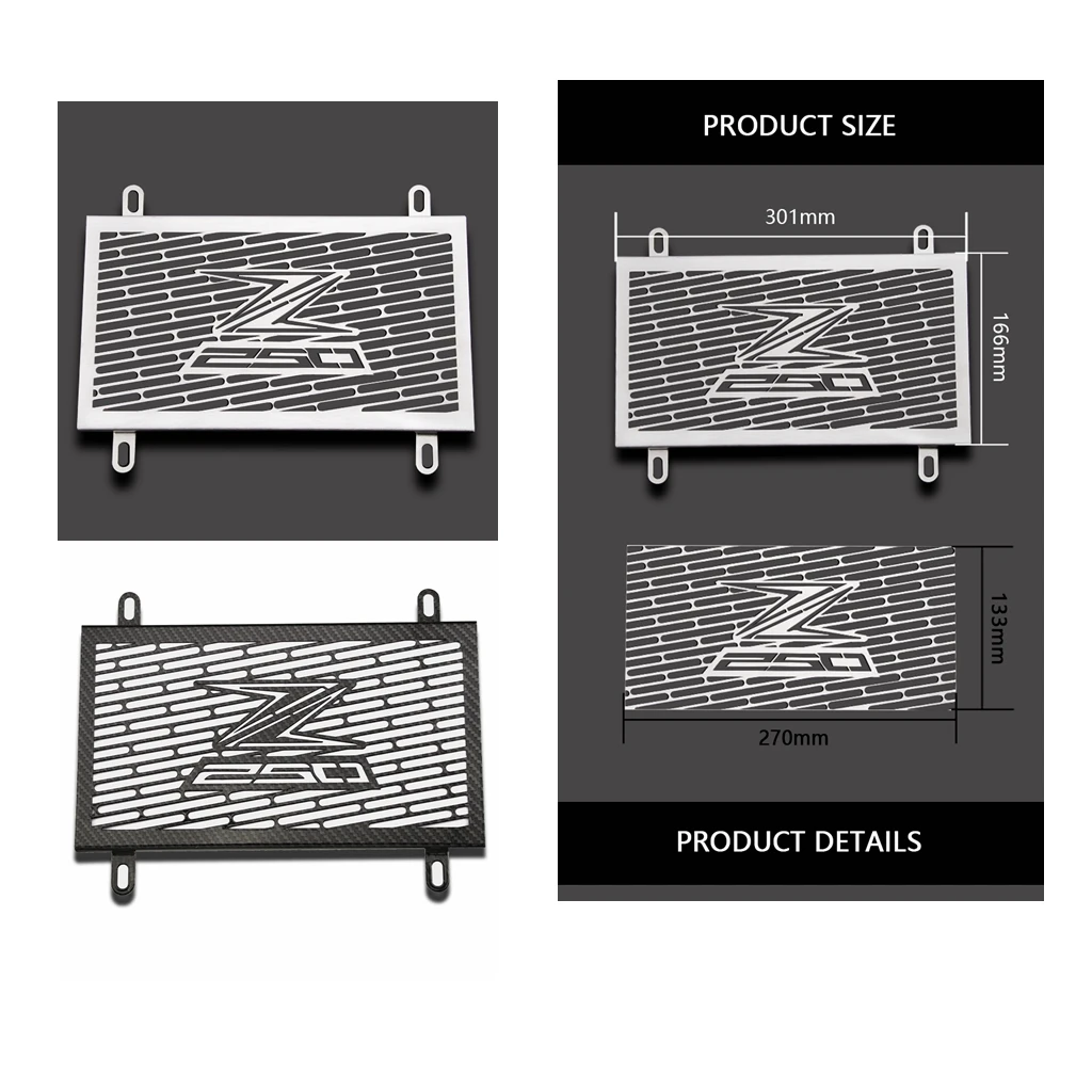 

Motorcycle Stainless Steel Water Tank Shiled Radiator Grille Guard Cover Protector For Kawasaki Z300 Z250 NINJA250 300 2013-2016