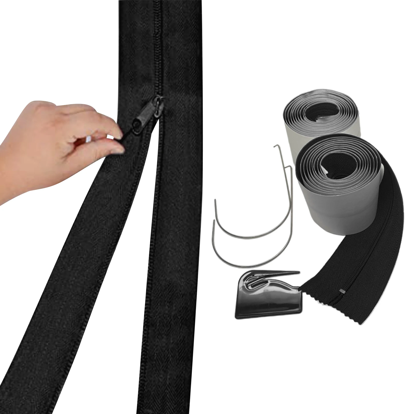 

Dust Barrier Zipper Adhesive Zipper Heavy Duty Adhesive Zippers 2-Pack Adhesive Tape Waterproof Zipper Double-Side Indoor