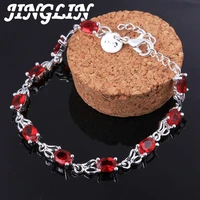 jinglin fine 925 sterling silver elegant charm beautiful crystal stone red jewelry fashion for women wedding bracelets