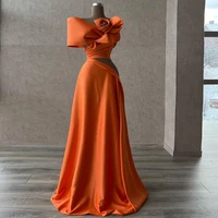 elegant prom dress satin off shoulder sleeveless womens prom gown 2022 a line 3d flower pleat sexy formal party dresses long